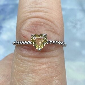 Heart-Shaped Yellow Citrine  Gemstone Silver Ring